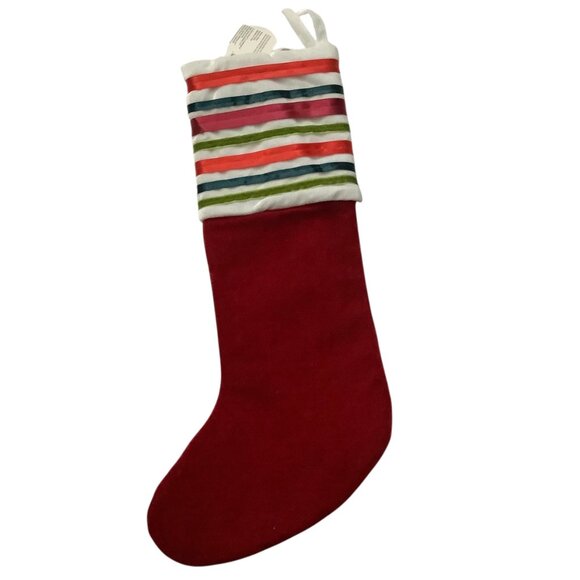 St. Nicks Choice Christmas Stocking Ribbon Striped Cuff & Snowflake 21” NEW NWT - Picture 6 of 7